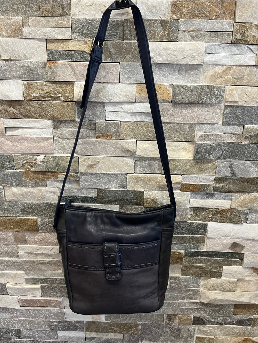 Hunt Club Black Leather Crossbody Bag